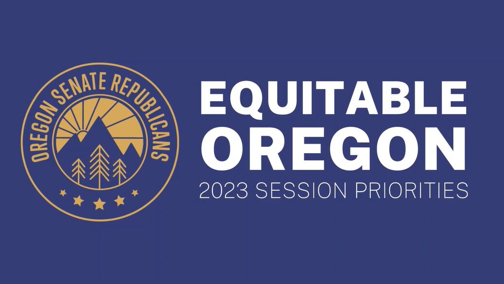 Oregon Senate Republicans Equitable Oregon 2023 on blue 1.24.23.png